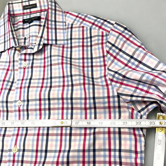 Banana Republic Mens L Camden Fit Plaid Shirt western preppy Red/Blue/White - Picture 4 of 11